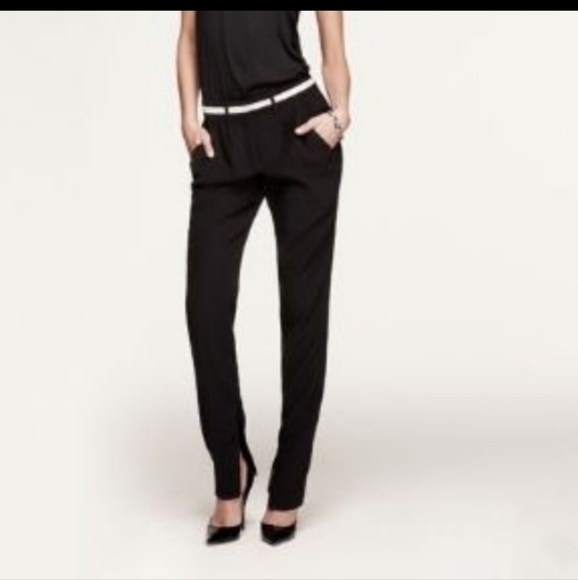 Fashion Star for Express Black Slim Ankle Zip Tuxedo Trouser Pants Size 0 - Picture 2 of 9